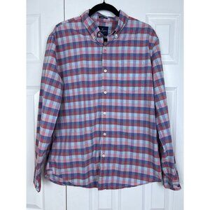 Men's American Eagle Outfitters Plaid Button-Down Shirt Long Sleeve Pink Blue L